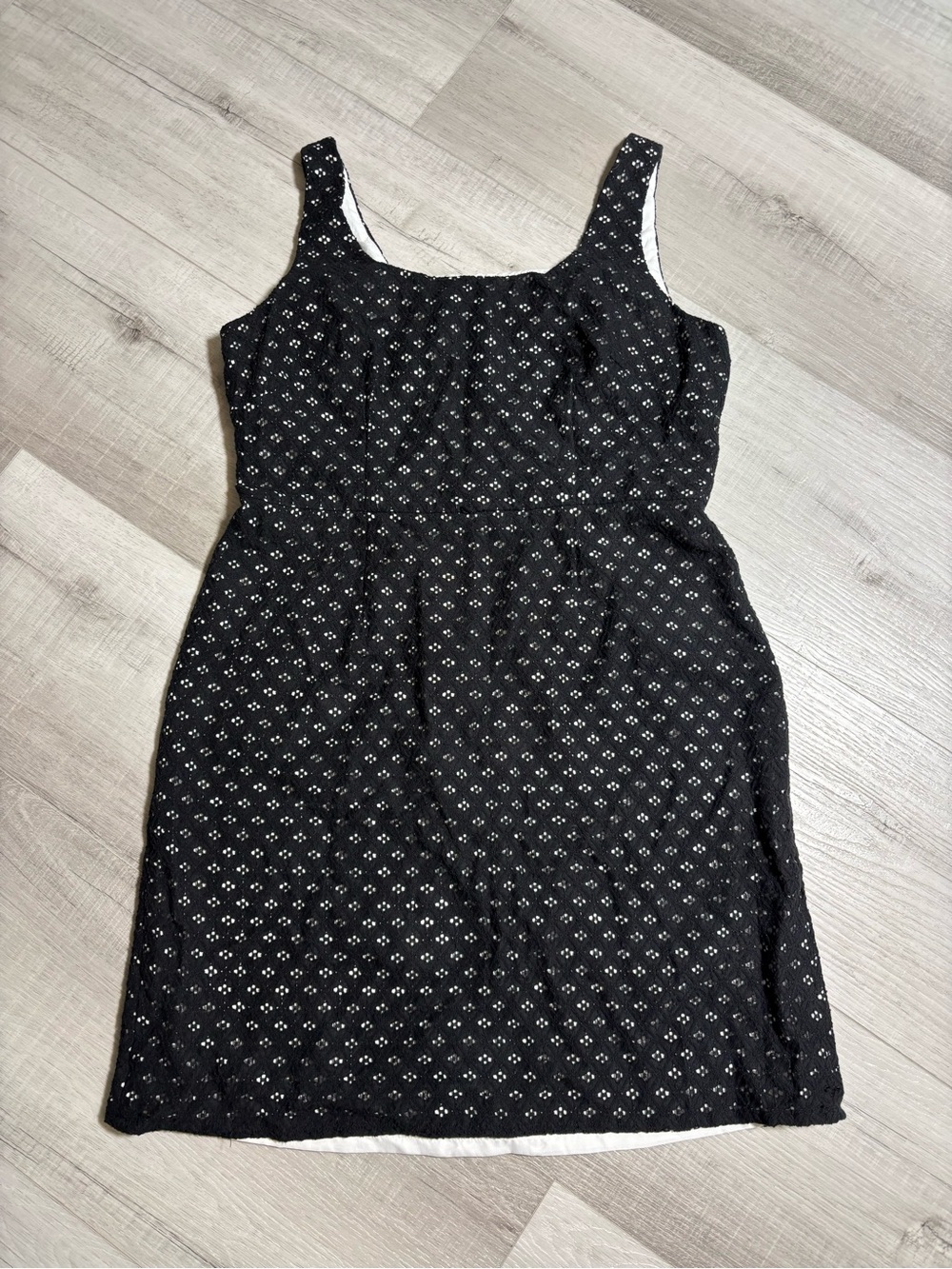 Adrianna Papell Black Floral Eyelet Lace A-Line Dress Size 12